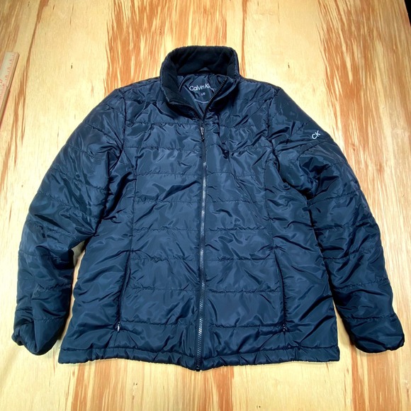 Calvin Klein Black Puffer Jacket Mens Large Quilted CK - Picture 1 of 6